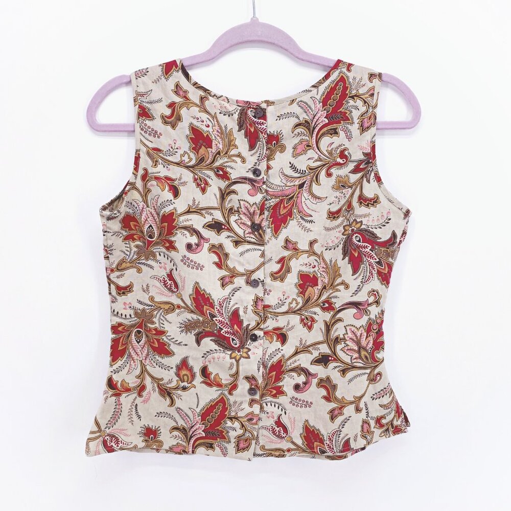 Charter Club 100% Linen Buttonback Tank Sz 4 - Picture 5 of 8